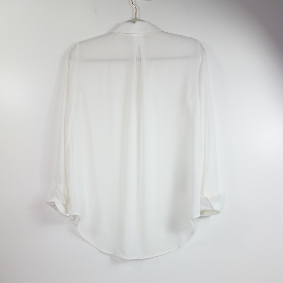 Mango Off White Flowy Button Up Shirt Size 4 - Picture 9 of 15